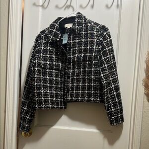 Women's Black and White Tweed Jacket